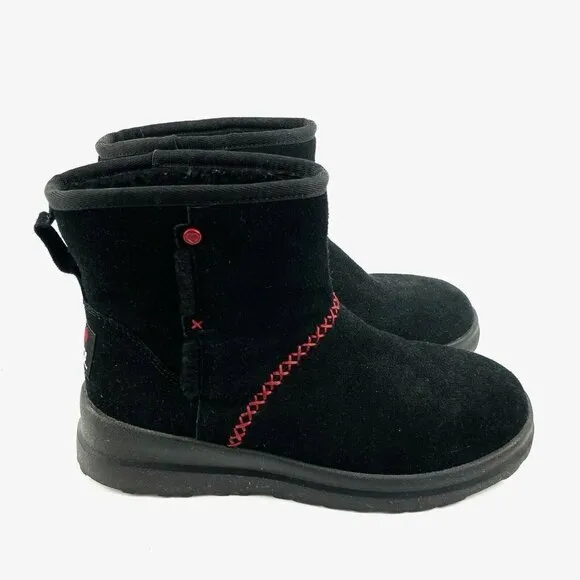 Ugg Classic Mini Boots I Love Heart Kisses 6 Black Suede