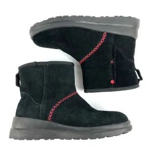 Ugg Classic Mini Boots I Love Heart Kisses 6 Black Suede