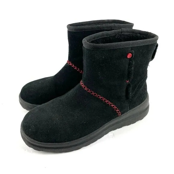 Ugg Classic Mini Boots I Love Heart Kisses 6 Black Suede
