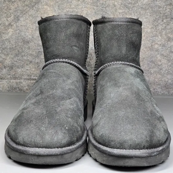 UGG Classic Mini II Ankle Boots Black Suede Winter Warm Shoes Women's Size 10