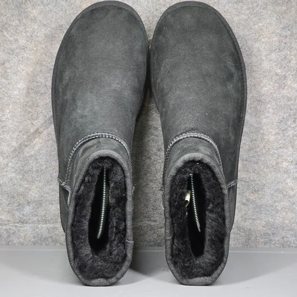 UGG Classic Mini II Ankle Boots Black Suede Winter Warm Shoes Women's Size 10
