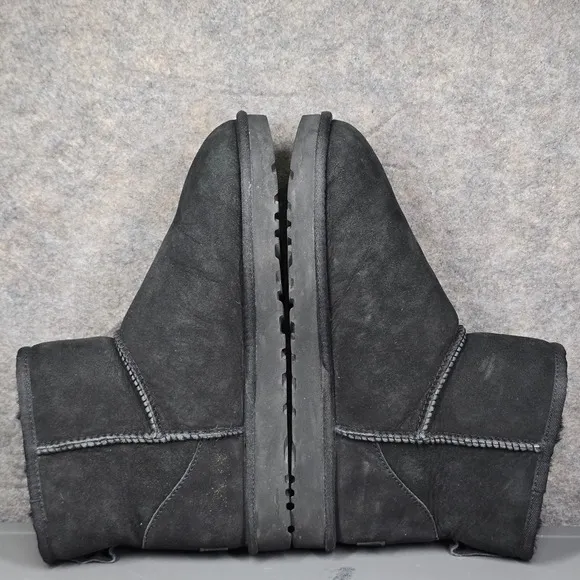 UGG Classic Mini II Ankle Boots Black Suede Winter Warm Shoes Women's Size 10