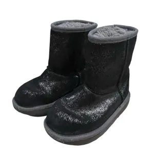 UGG Classic Short Black Glitter Boots 1123663K Girls Kids Size 13 EU 31 Winter