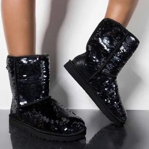 UGG  Classic Short  Sequined Sparkles Kids  Boots Size 4