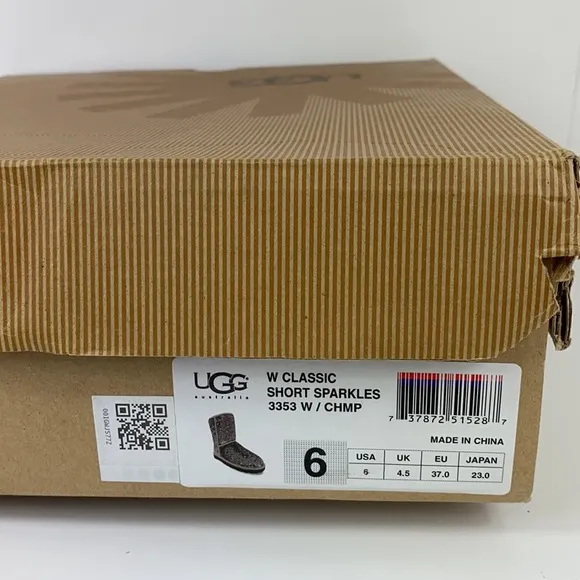Ugg Classic Short Sparkles 3353 Reversible Sequin Boots Copper Women's Size  6