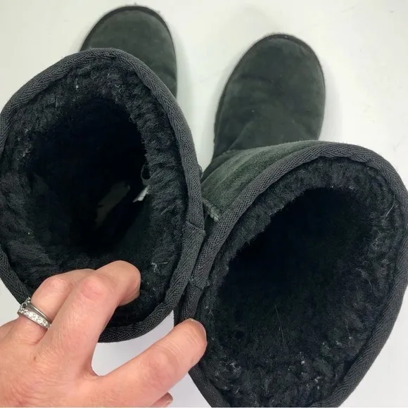 UGG classic tall boots suede and shearling black 7