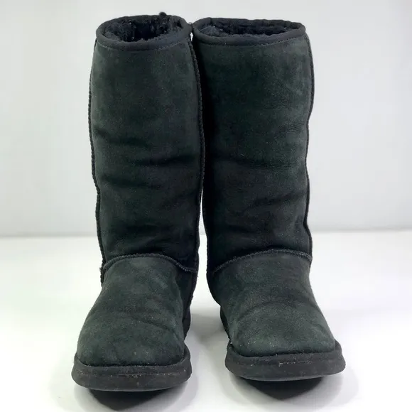 UGG classic tall boots suede and shearling black 7