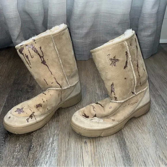 Ugg classic Ultimate Short boots with glitter DIY design