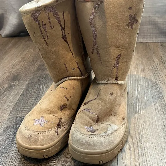 Ugg classic Ultimate Short boots with glitter DIY design