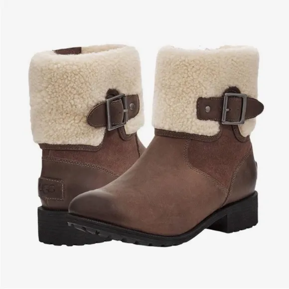 UGG Elings Boots Waterproof Leather Shearling Lined in El Cap Size 6.5