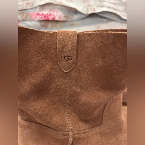 UGG Josefene Short Suede Leather Boots Chestnut Brown Women's Size 9.5 EUC