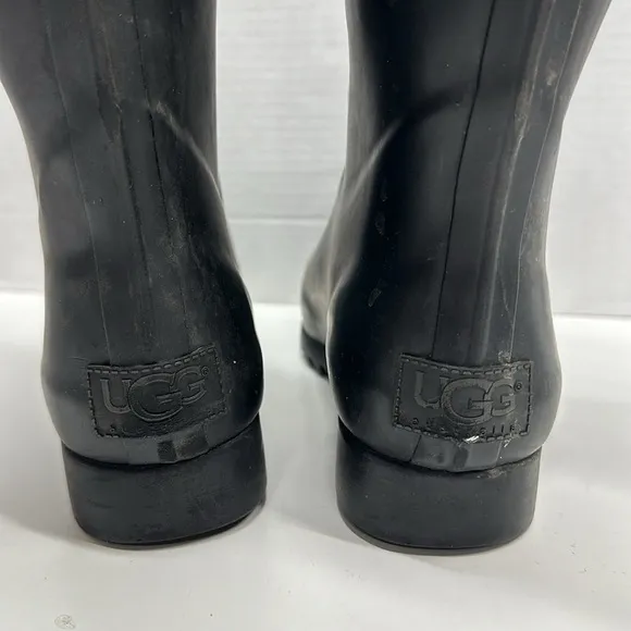 Ugg Madelyn Rain Boots 16&quot; Tall Lace Up Military Waterproof Boot Black Size 8