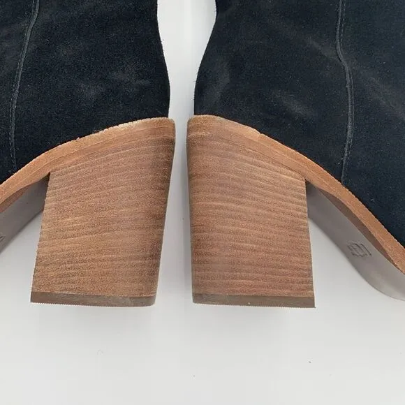 UGG Maeva tall heeled black suede leather boots braided details size 6.5