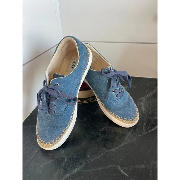 UGG Navy Canvas sneaker boat shoe EYEN II lace up women’s 7