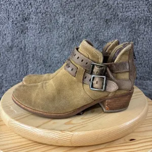 Ugg Patsy Boots Womens 7 Leather Chestnut Brown Moto Buckle Western Ankle Bootie