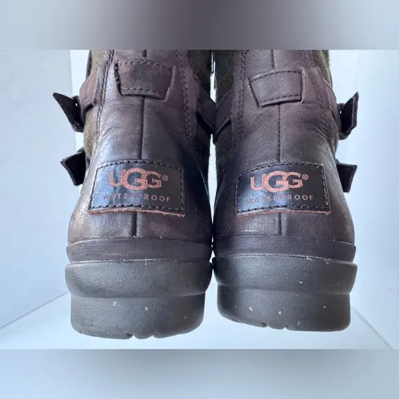 UGG Simmens waterproof Sherpa lined biker moto style boots shoes size 7