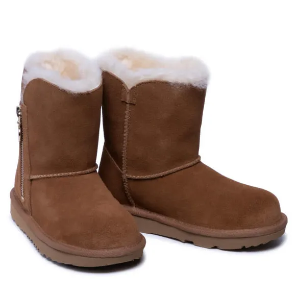 UGG Toddlers Bailey Zip Short Boots Chestnut Size 9C