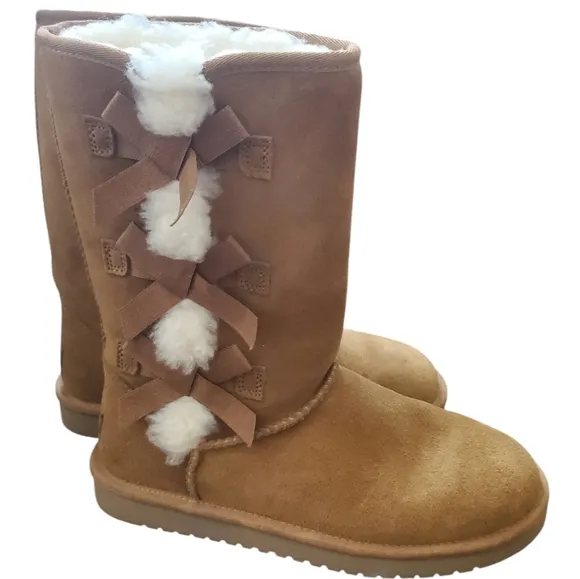 Ugg Victoria Suede Leather Short Bow Boot 7