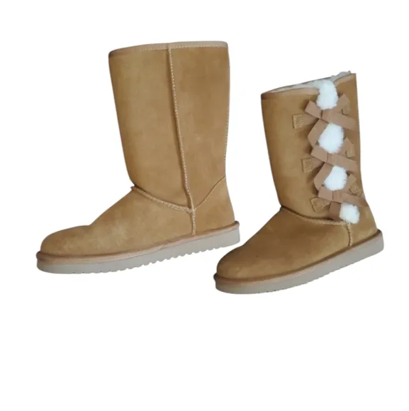 Ugg Victoria Suede Leather Short Bow Boot 7