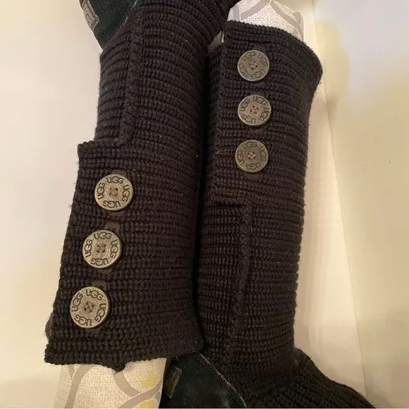 UGG WOMENS BOOTS BLACK CARDY TALL KNIT SIZE 6 WINTER SHOES