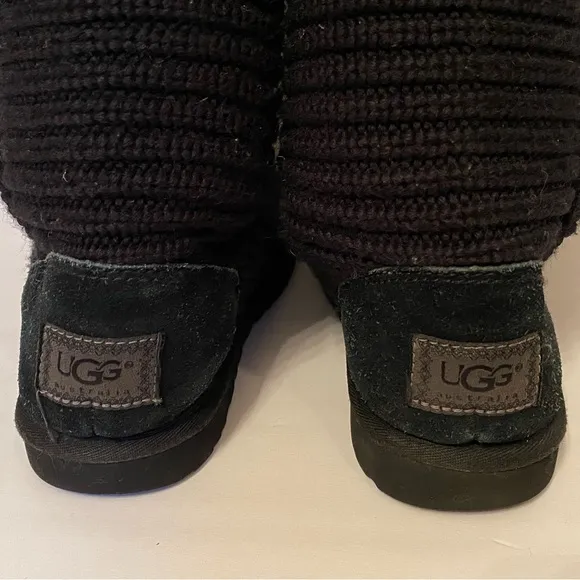 UGG WOMENS BOOTS BLACK CARDY TALL KNIT SIZE 6 WINTER SHOES