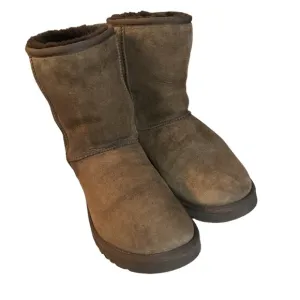 UGG Women’s Classic Boots Mid-Calf 100% Suede Sheep Fur Tan Brown Beach Boho