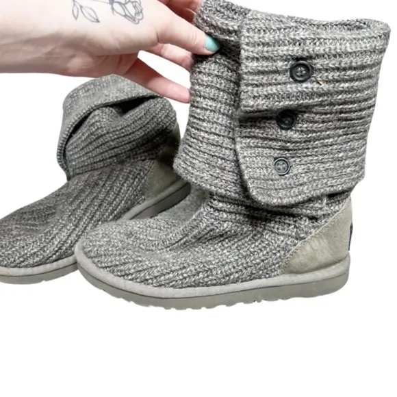 UGG Women's Classic Cardy Tall Knit Acrylic Winter Button Boots