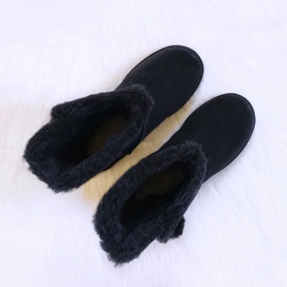 UGG Women’s Classic Short Charm Black Suede Boots