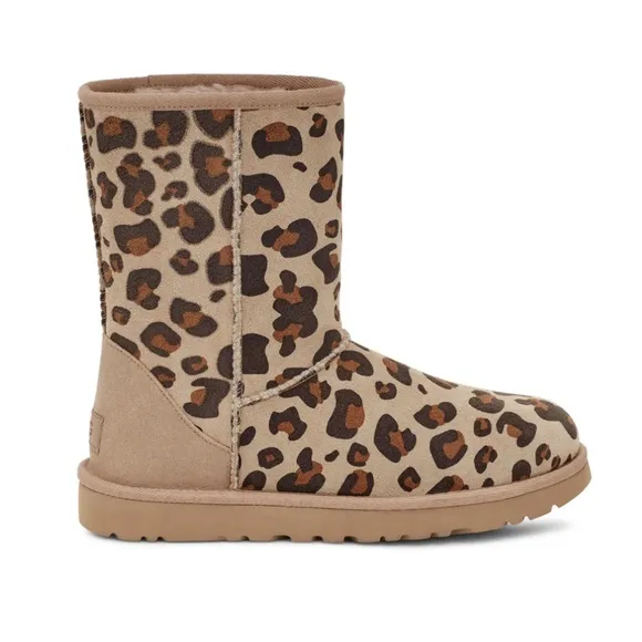 UGG Women’s Classic Short ll Genuine Sheepskin Lined Leopard Print Boots