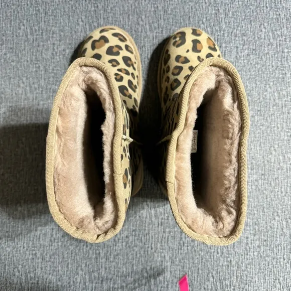 UGG Women’s Classic Short ll Genuine Sheepskin Lined Leopard Print Boots