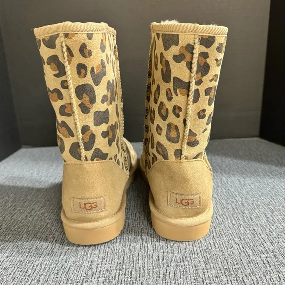 UGG Women’s Classic Short ll Genuine Sheepskin Lined Leopard Print Boots