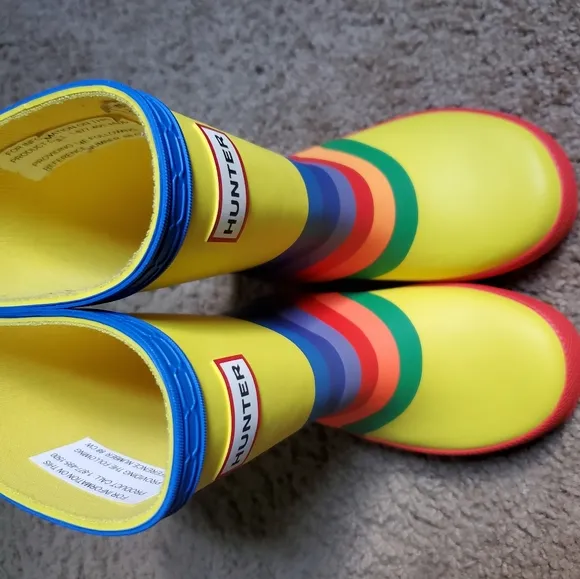 UK 6 Hunter Kids First Classic Rainbow Sky Multicoloured Rubber 7 B/ 8 G