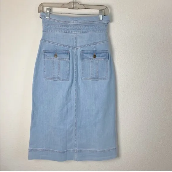 Ulla Johnson Andi Denim Midi Skirt 0