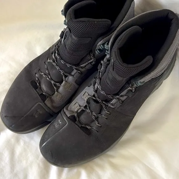 Under Armour Culver Mid Black Gray Leather Waterproof Boots Hiking Shoes Mens 14