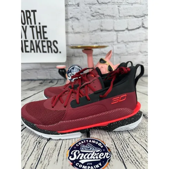 Under Armour Curry 7 Underrated Tour Mens 7.5 Womens 9 Red Basketball Shoes NEW