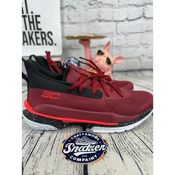 Under Armour Curry 7 Underrated Tour Mens 7.5 Womens 9 Red Basketball Shoes NEW