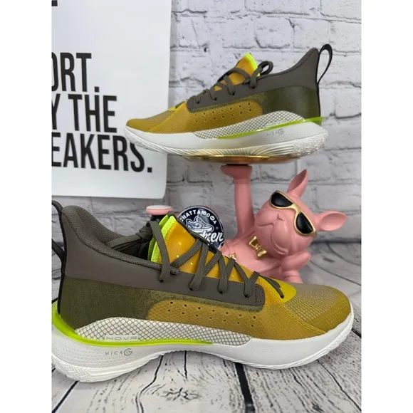 Under Armour Curry 7 Zeppelin Yellow Mens 7.5 Womens 9 Basketball Shoes History