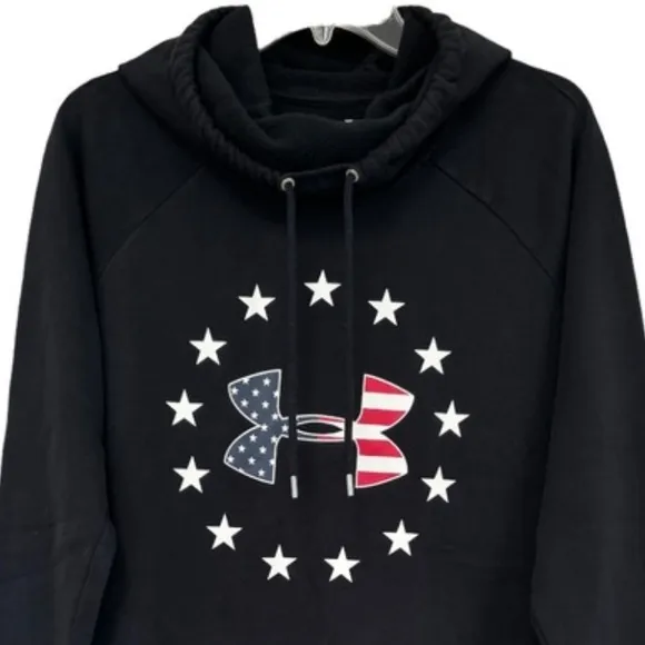 Under Armour Freedom Tech Hoodie Black UA USA Patriotic Hooded Sweatshirt Size M