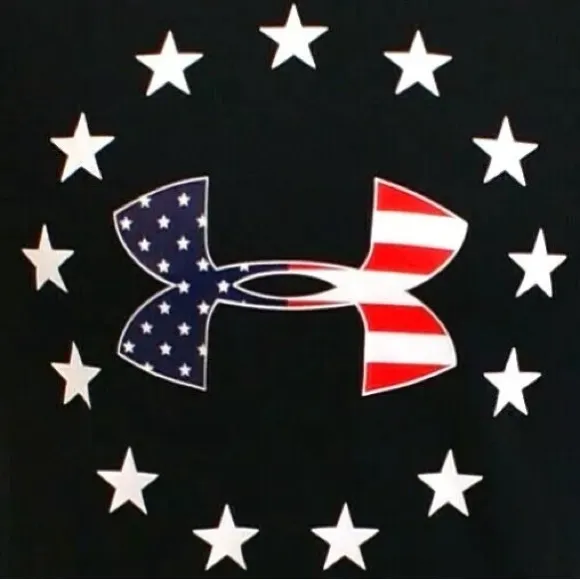 Under Armour Freedom Tech Hoodie Black UA USA Patriotic Hooded Sweatshirt Size M