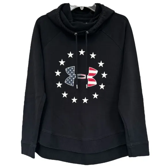Under Armour Freedom Tech Hoodie Black UA USA Patriotic Hooded Sweatshirt Size M