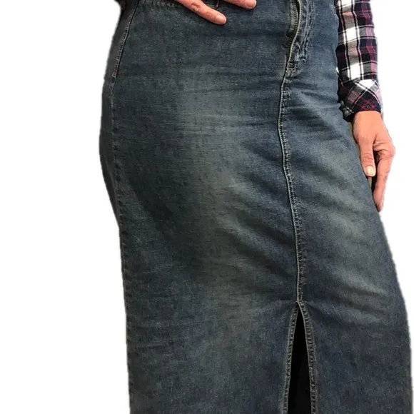 Union Bay Vintage 80’s 90s Dark Wash Denim Grunge Maxi Skirt 11 Juniors