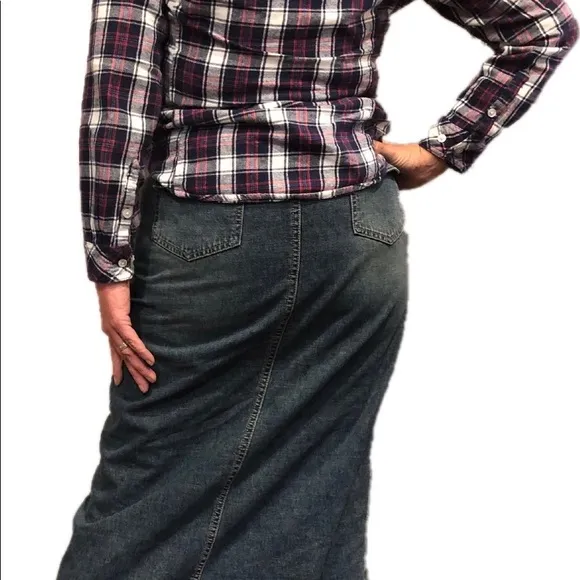 Union Bay Vintage 80’s 90s Dark Wash Denim Grunge Maxi Skirt 11 Juniors