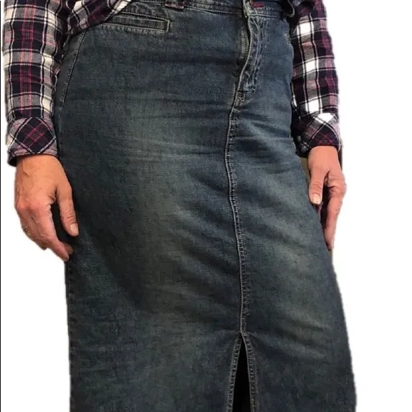 Union Bay Vintage 80’s 90s Dark Wash Denim Grunge Maxi Skirt 11 Juniors