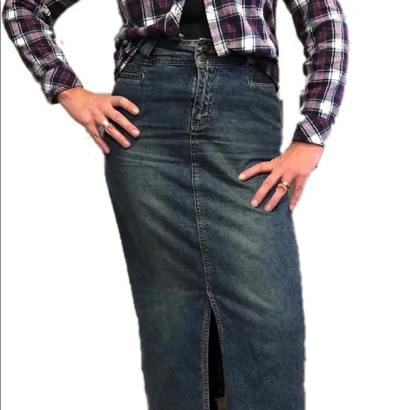 Union Bay Vintage 80’s 90s Dark Wash Denim Grunge Maxi Skirt 11 Juniors