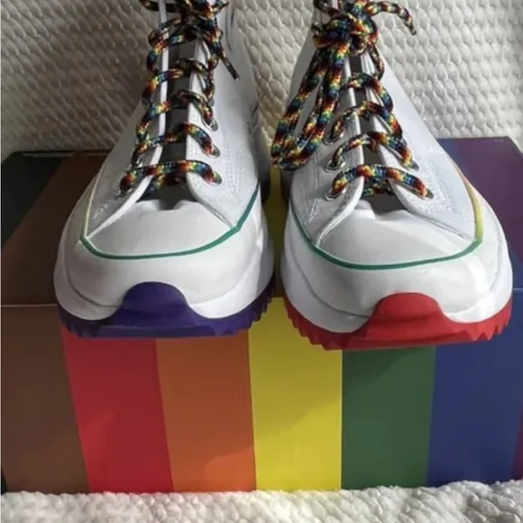 Unisex Shoes Size M3,W4.5Converse Pride Run Star Hike Hi Top White Multi 170824C
