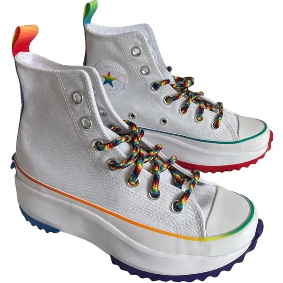 Unisex Shoes Size M3,W4.5Converse Pride Run Star Hike Hi Top White Multi 170824C