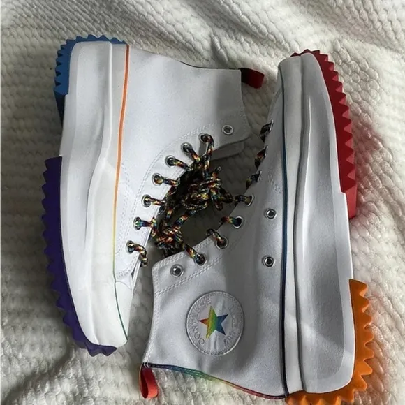 Unisex Shoes Size M3,W4.5Converse Pride Run Star Hike Hi Top White Multi 170824C