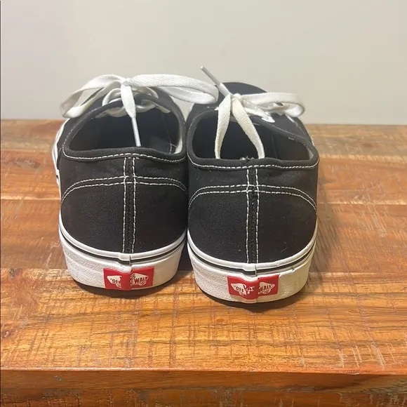 Vans Black and White Canvas Sneakers Low-Top, Mens 11