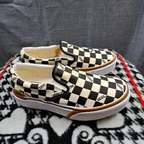 Vans classic black and white checkered canvas shoes