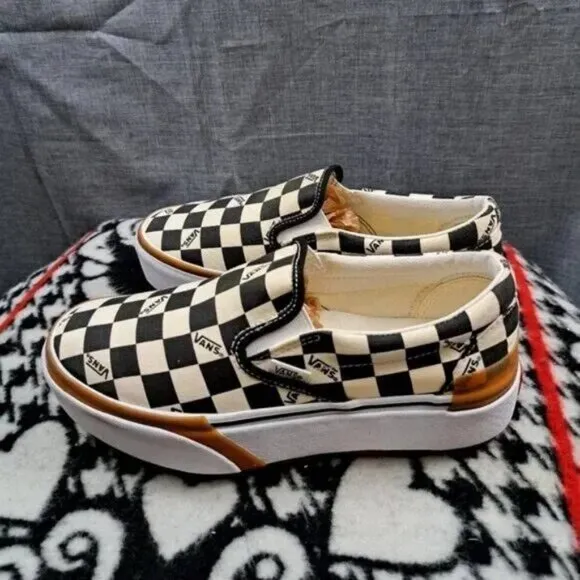 Vans classic black and white checkered canvas shoes